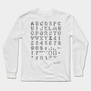 Font of Type Vintage Patent Hand Drawing Long Sleeve T-Shirt